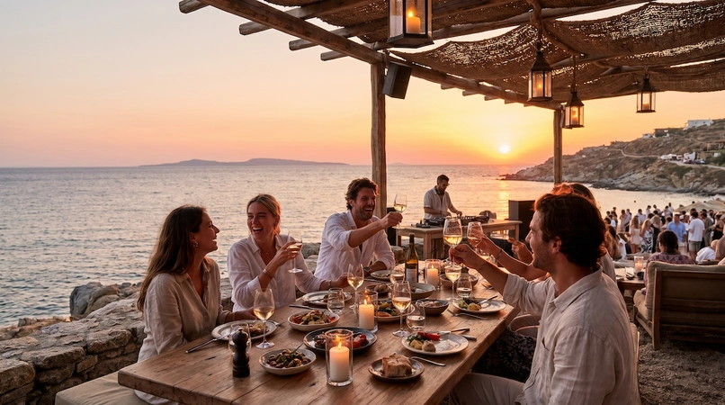 Scorpios Mykonos Sunset Table & Dinner