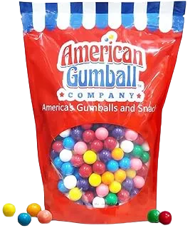 American Gumball Company - .62 inch Bubble Gum Balls for Small 1/2" Gumball Machine - 5 Assorted Flavors, Bulk Bag, 2 Pounds
