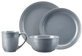 Chiara 16-Piece Stoneware Gray Dinnerware Set