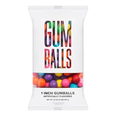 Candy Envy - Assorted 1 Inch Gumballs - 2lb Bag - Approximately 113 Gumballs Per Bag - North American Made & Kosher Certified