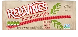 Red Vines Made Simple Licorice, Mixed Berry Flavored Twists, 4oz Tray (12 Pack), Soft & Chewy Candy, Assorted (50204)