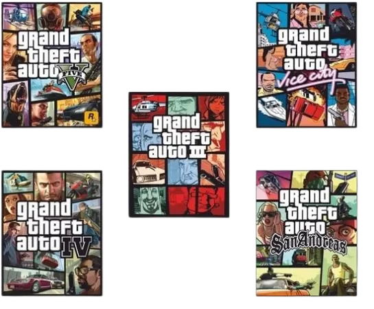 GTA Poster Prints - Set of 5 UNFRAMED (8 inches x 10 inches)