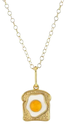 Necklace - Enamel Charm: Egg on Toast