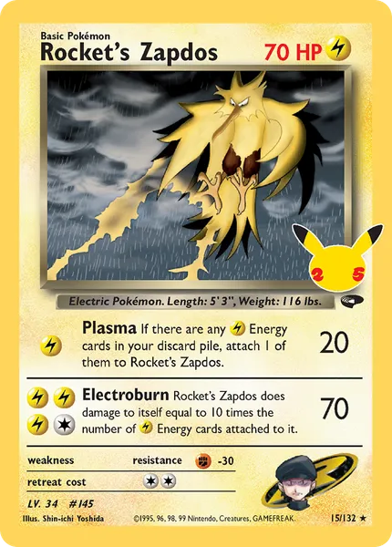 Rocket's Zapdos 15 [Holo Classic]