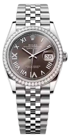 Datejust 36mm White Rolesor Diamond Chocolate Dial