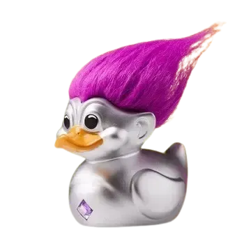 Official Trolls Silver Troll (Silver with Purple Hair) TUBBZ Cosplaying Duck Collectable