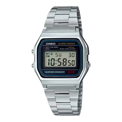 Casio A158WA‑1DF Classic Stainless Steel Digital Watch