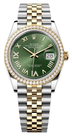 Datejust 36mm Yellow Rolesor Diamond Mint Green Dial