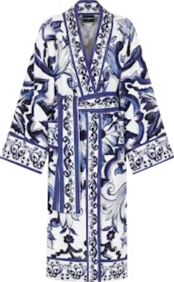 Graphic-print Long Sleeve Bathrobe