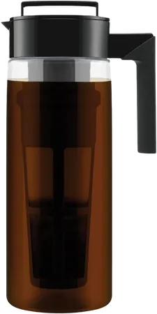 Patented Deluxe Cold Brew Coffee Maker with Black Lid Airtight Pitcher, 2 Quart, Black