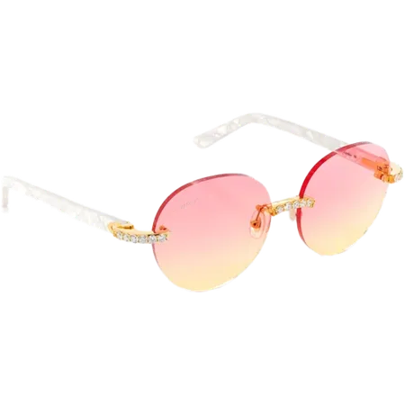 Cartier Glasses Iced Out Diamonds Rimless - Pink Yellow Fade Lens - 3.00ctw