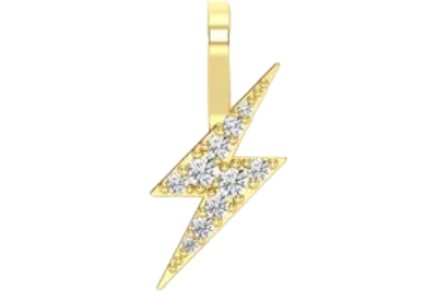 Lightning Bolt Diamond Pendant 14k Solid Gold .15ctw