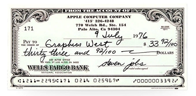 Signed Steve Jobs Check