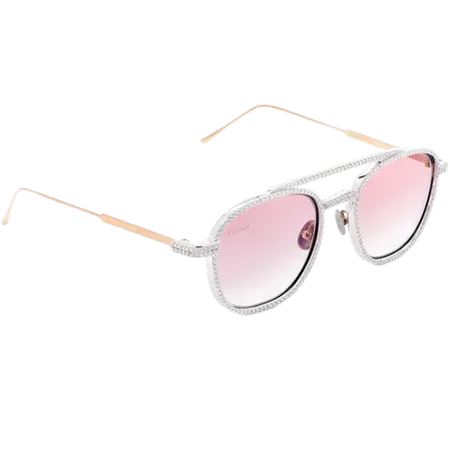Cartier Glasses Iced Out Diamond Rims - Pink Fade Lens - 5.85ctw