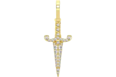 Dagger Diamond Pendant 14k Solid Gold 0.20ctw