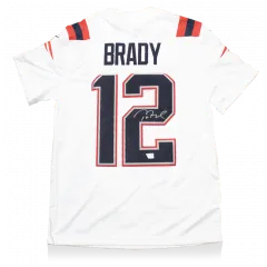Tom Brady Back Signed White New England Patriots Road Jersey