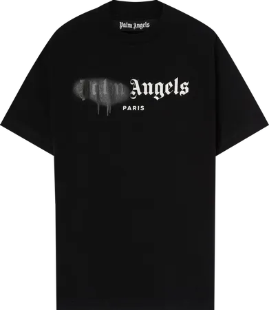 Palm Angels Paris Sprayed Logo T-Shirt 'Black/Black'