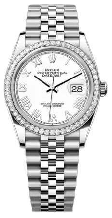Datejust 36mm White Rolesor Diamond White Dial Jubilee