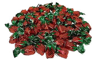 Strawberry Hard Candy Filled With Real Fruit Pulp - 1 lbs - Strawberry Flavored Bon Bons Filled with Real Strawberry Pulp - American Vintage Candy Snack Assortment - Individually Wrapped, 16 oz.