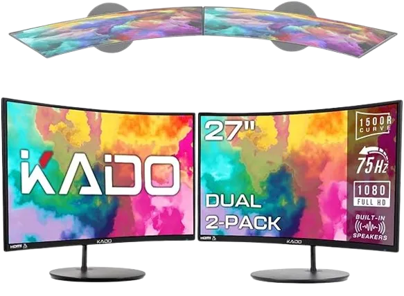 Dual Monitor Setup - 2-Pack 27" Curved 1500R 1920x1080
