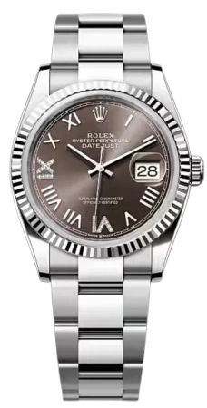 Datejust 36mm White Rolesor Fluted Chocolate Dial