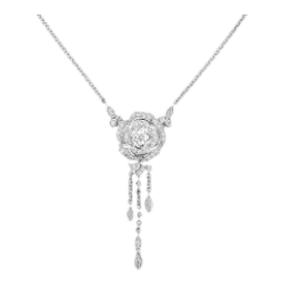 Bouton de Camélia transformable necklace 18K white gold & diamonds