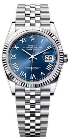 Datejust 36mm White Rolesor Fluted Blue Dial