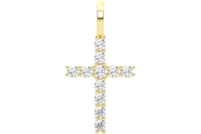 One Row Cross Diamond Pendant 14k Solid Gold 0.25ctw