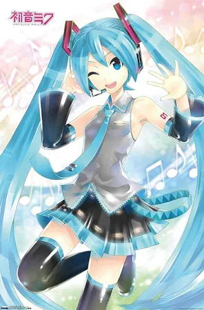 Hatsune Miku - Waving Wall Poster, 22.375" x 34", Unframed