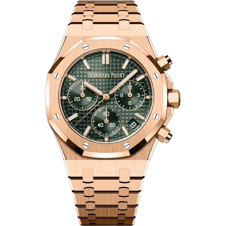 Audemars Piguet Royal Oak Chronograph Rose Gold Green Dial 50th Anniversary 41mm
