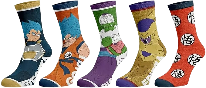 Dragonball Z Character Logos Crew Socks (Pack of 5 pairs)