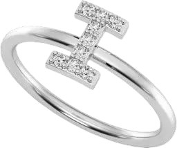 ALPHABET ANY LETTER DIAMOND RING 14K SOLID GOLD 0.05CTW