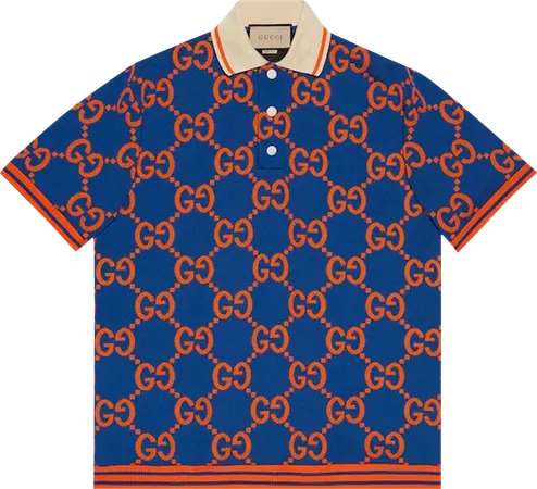 Gucci GG Jacquard Polo T-Shirt 'Blue/Orange'