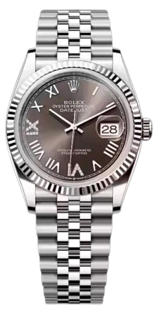 Datejust 36mm White Rolesor Fluted Chocolate Dial Jubilee