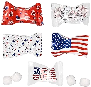 USA American Flag Butter Mint Candies Bags 100 Count Individually Wrapped Red White & Blue Mint Candy 13 Ounce Bags Fourth of July Goodies Treat Candy Patriotic Party Favor Supplies Decorations
