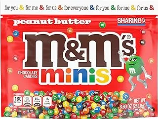 M&M'S Minis Peanut Butter Milk Chocolate Candy, Sharing Size, 8.6 Oz. Resealable Bag