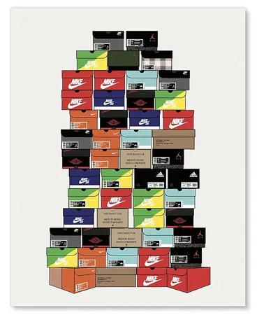 Stacked Shoebox Collection - Hypebeast Sneaker Poster 11x14