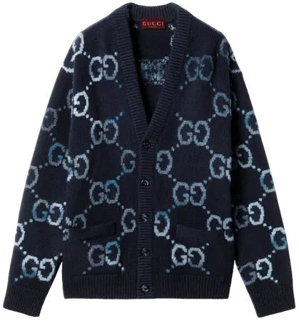 Wool cardigan with gg intarsia