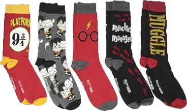 Hyp Harry Potter Hogwarts Muggle Crew Socks 5 Pair Pack