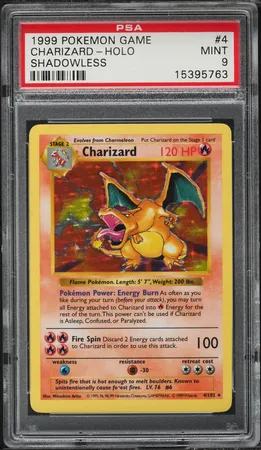 1999 Pokemon Base Set Shadowless Holo Charizard #4 PSA 9 MINT