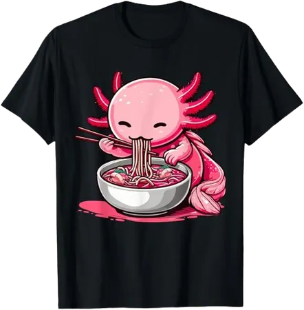 Axolotl Eating Ramen Noodles T-Shirt