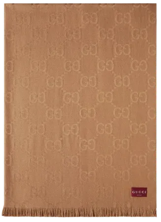 Gg wool and silk jacquard blanket