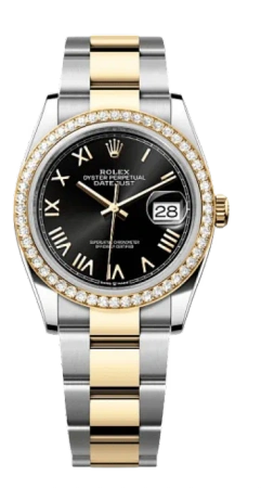 Datejust 36mm Yellow Rolesor Diamond Black Dial