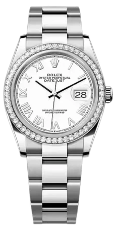 Datejust 36mm White Rolesor Diamond White Dial