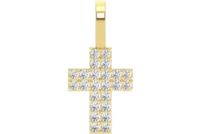 Two Row Cross Diamond Pendant 14k Solid Gold 0.25ctw