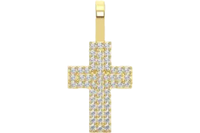 Two Layer Cross Diamond Pendant 14k Solid Gold .25ctw