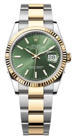 Datejust 36mm Yellow Rolesor Fluted Green Dial