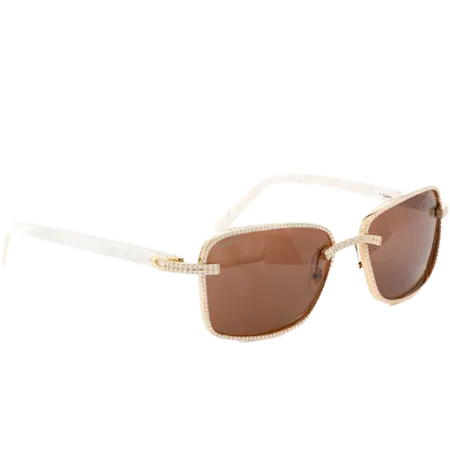 Cartier Glasses Iced Out Diamond Rims - 3.60ctw - Yellow Gold