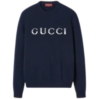 Wool sweater with gucci intarsia