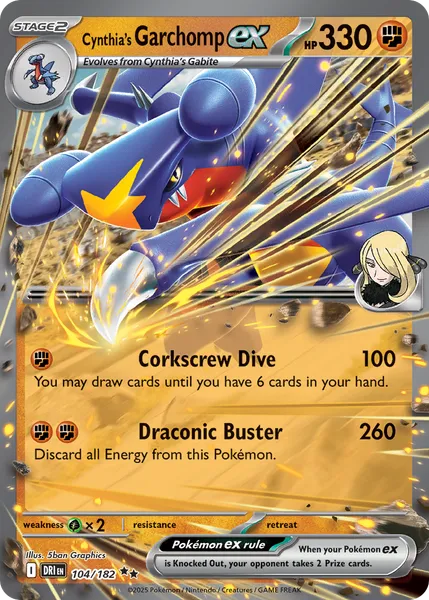 Cynthia's Garchomp ex 104/182 [Play Pokémon Stamp Holo]
